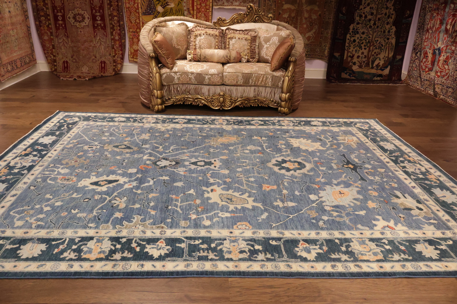 Stunning Vegetables Dye Wool Oushak Turkish Area Rug 9x12