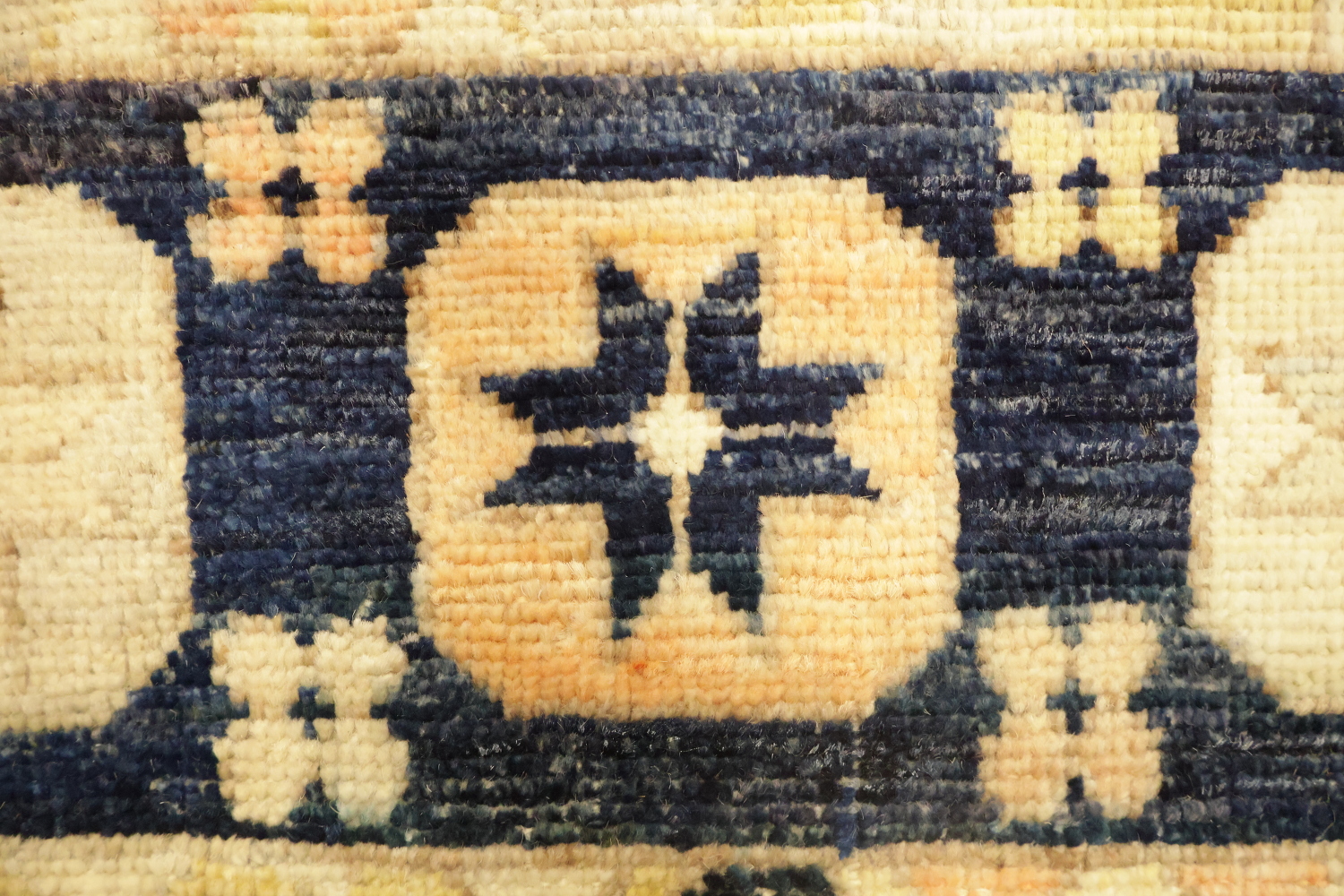 Blue Geometric Wool Oushak Turkish Area Rug 9x12