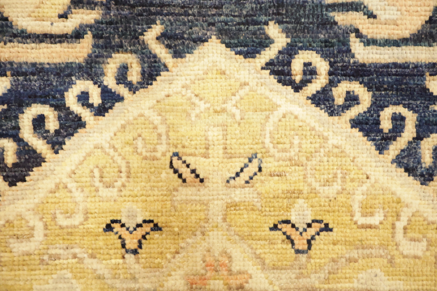 Blue Geometric Wool Oushak Turkish Area Rug 9x12