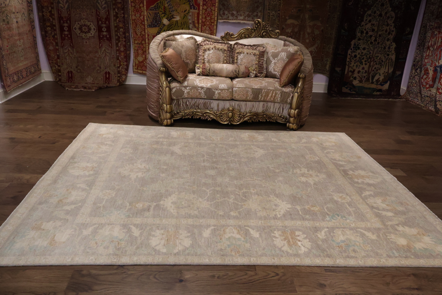 Muted Vegetable Dye Wool Oushak Turkish Area Rug 8x10