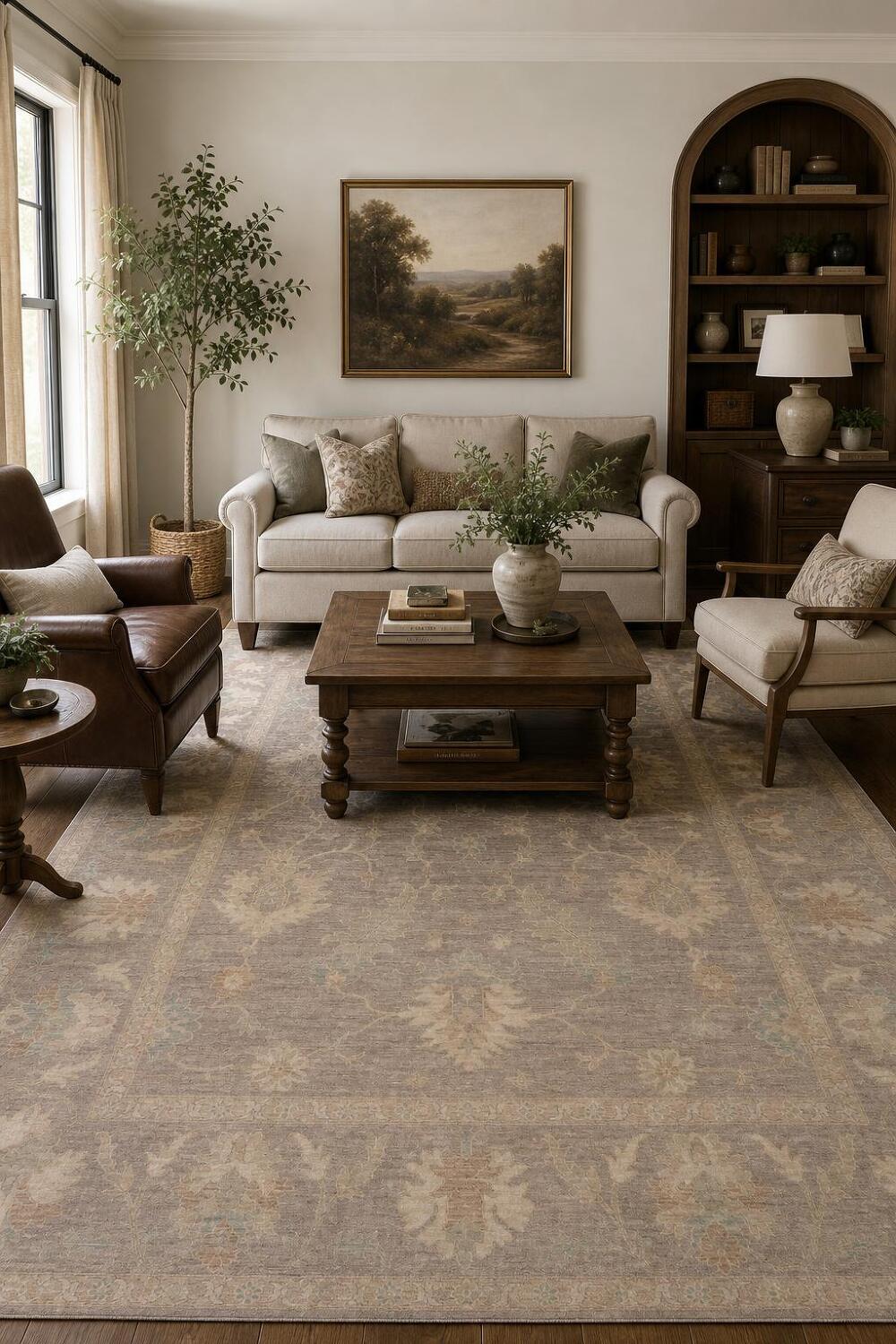 Muted Vegetable Dye Wool Oushak Turkish Area Rug 8x10