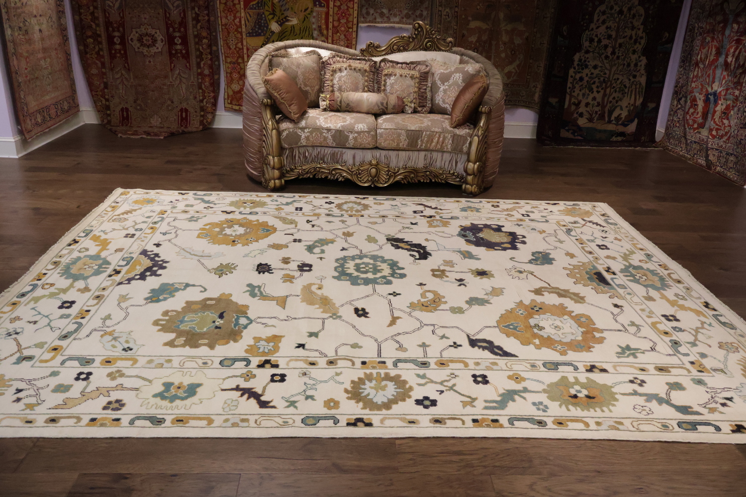 All Ove Wool Oushak Turkish Area Rug 9x12