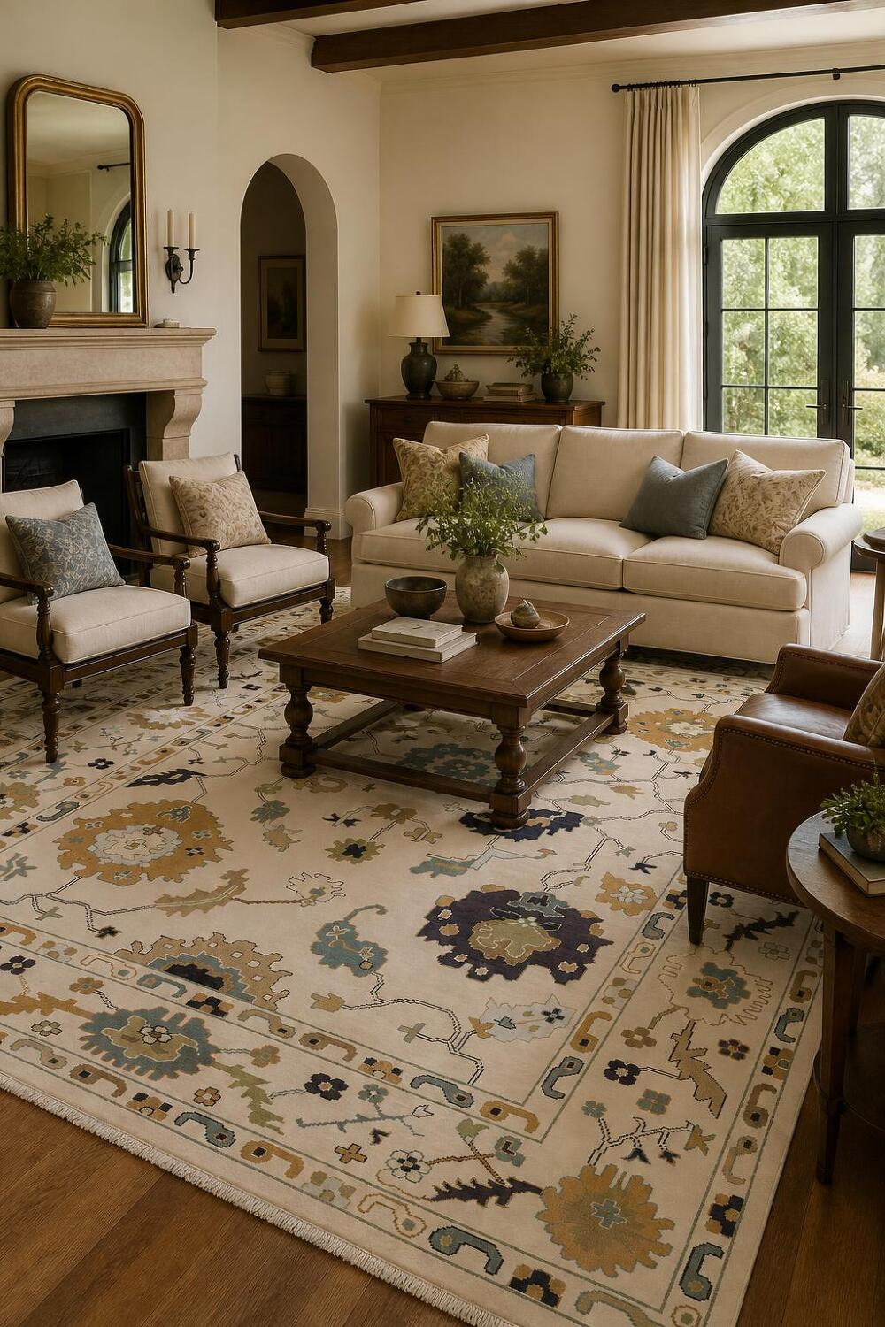 All Ove Wool Oushak Turkish Area Rug 9x12