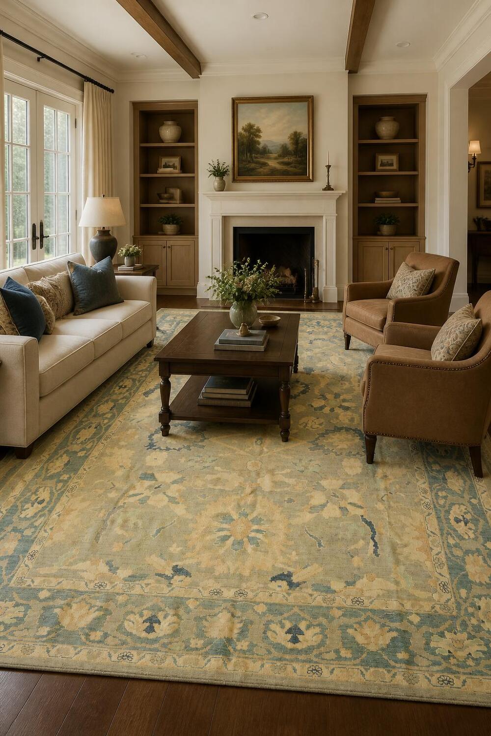 Decorative Top Quality Wool Grey Oushak Turkish Area Rug 9x12
