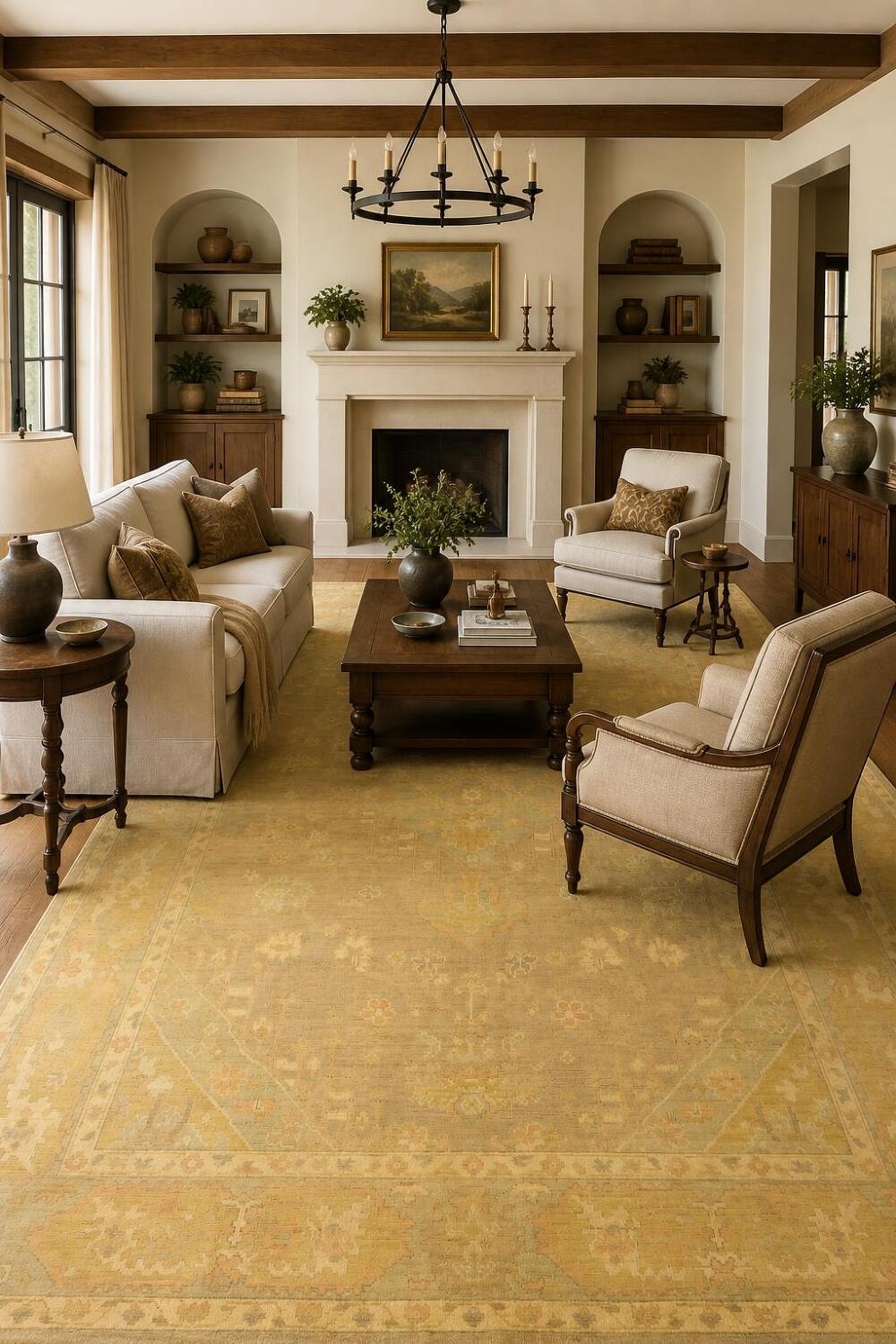 Must See! Muted Grey Vegetable Dye Wool Oushak Turkish Area Rug 9x12