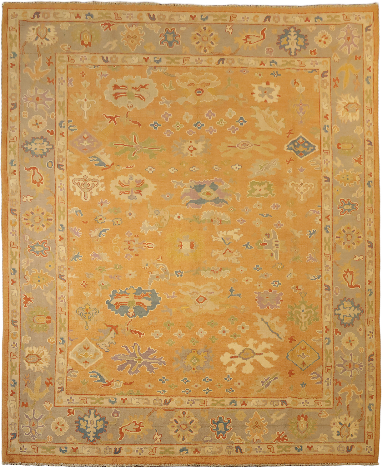 Rare Vegetable Dye Wool Oushak Turkish Area Rug 8x10