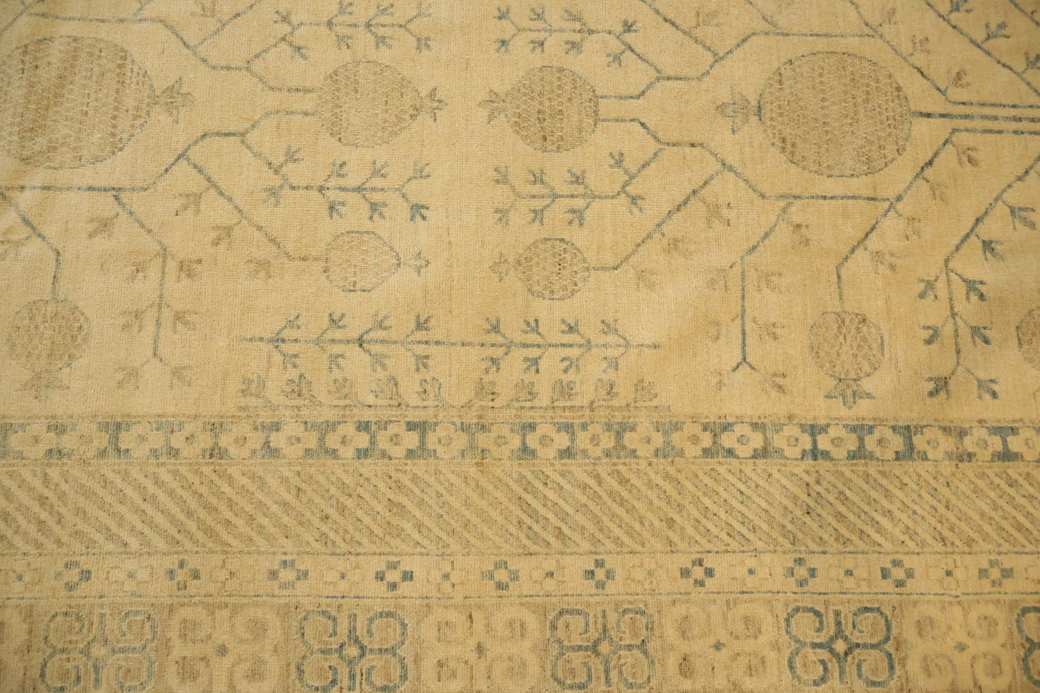 Top Quality Muted Geometric Khotan Turkish Area Wool Rug 10x13