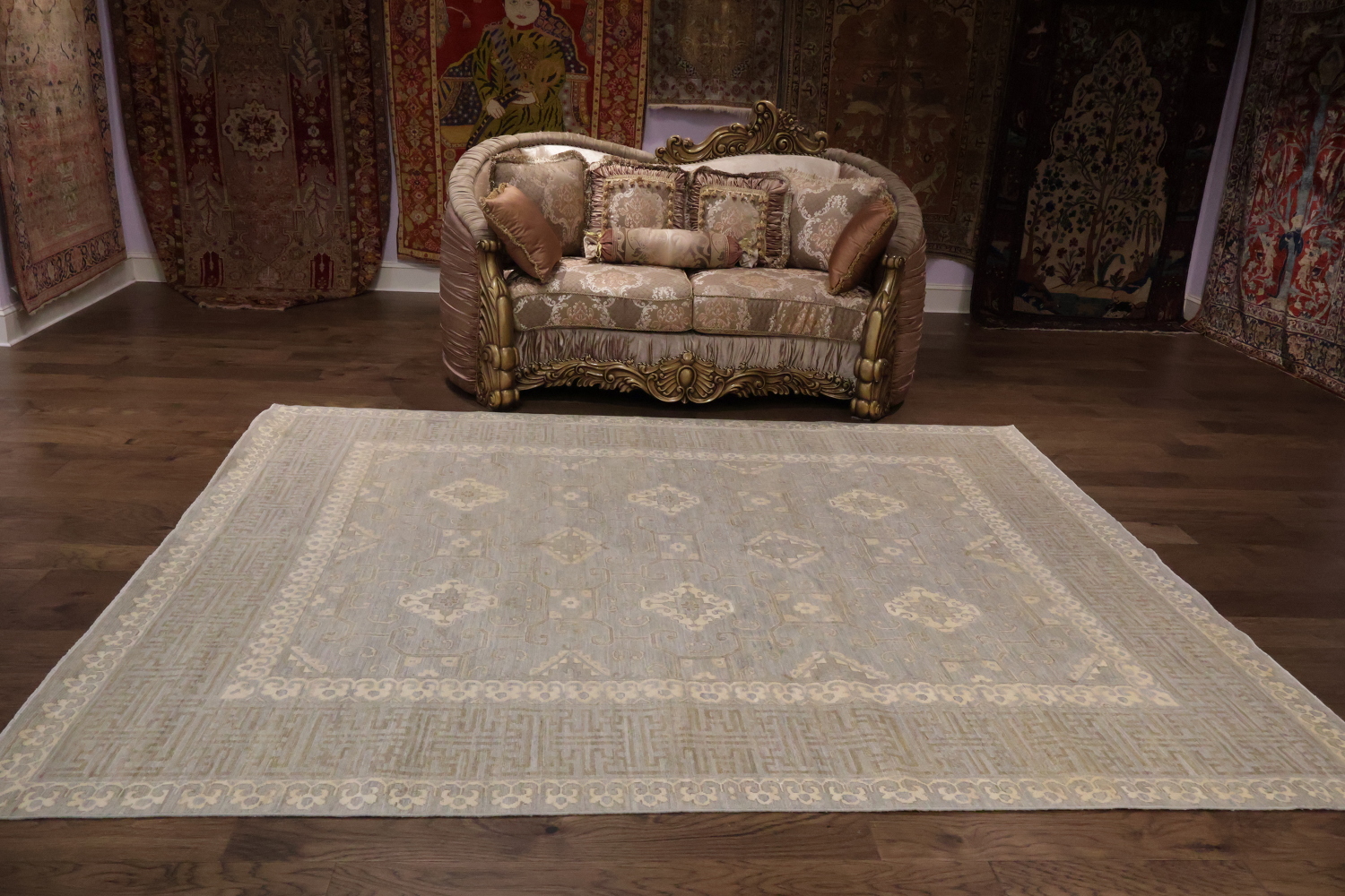 Outstanding Oushak Turkish Geometric Wool Area Rug 8x10