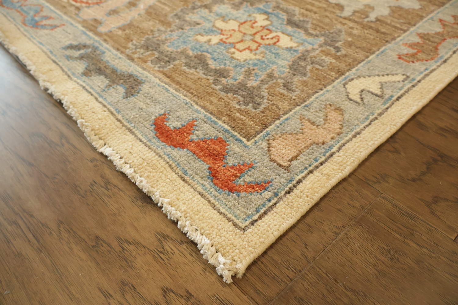 Ivory Wool Oushak Turkish Geometric Area Rug 9x12