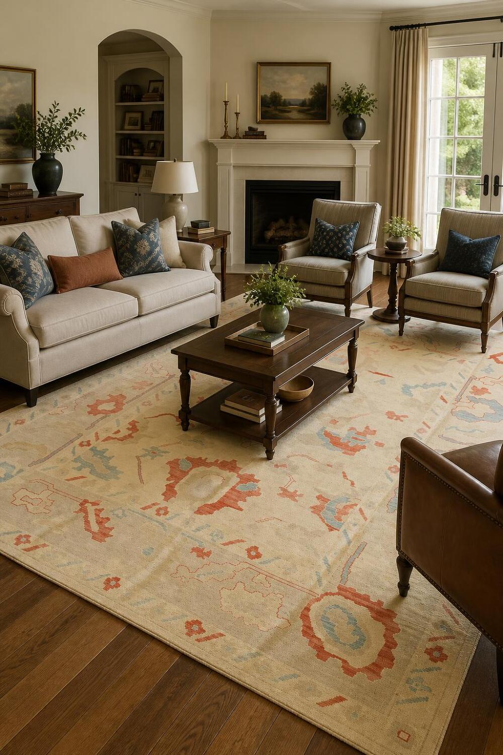 Decorative Vegetable Dye Wool Oushak Turkish Oriental Area Rug 9x12