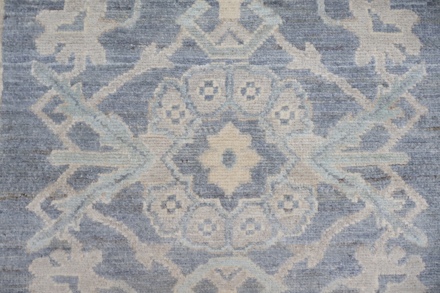 Outstanding Al Ove Geometric Wool Oushak Turkish Runner Rug 3x9