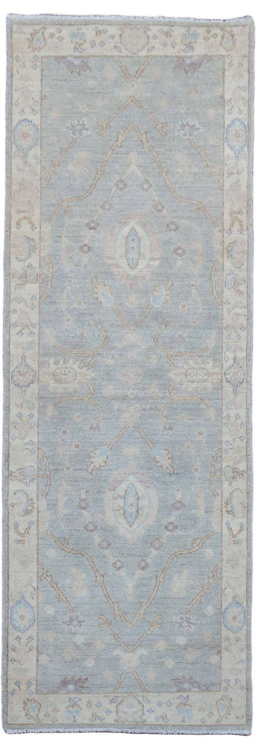 Oushak Turkish Runner Wool Rug 2x6