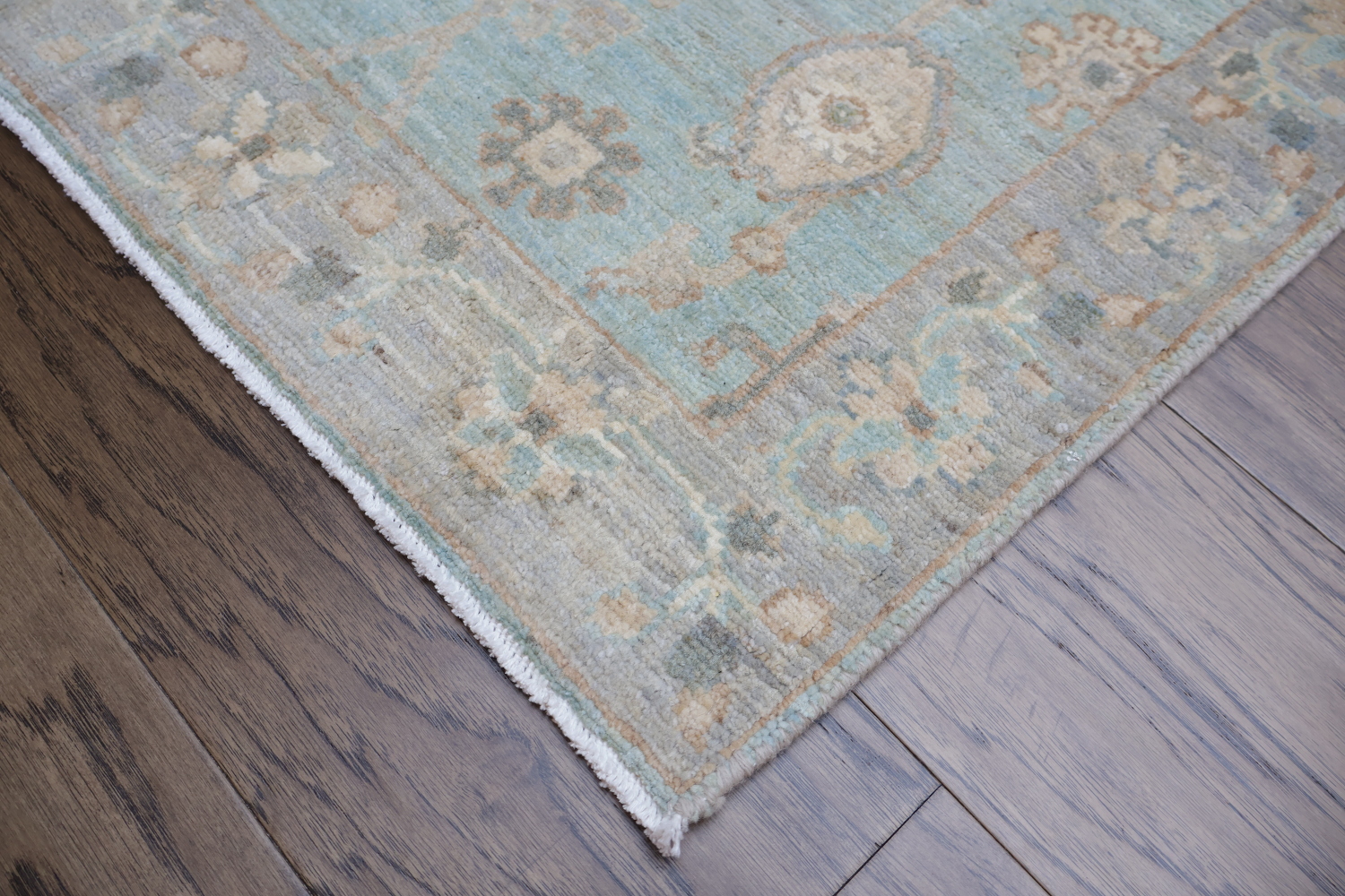 Green All Over Wool Oushak Turkish Rug 2x3