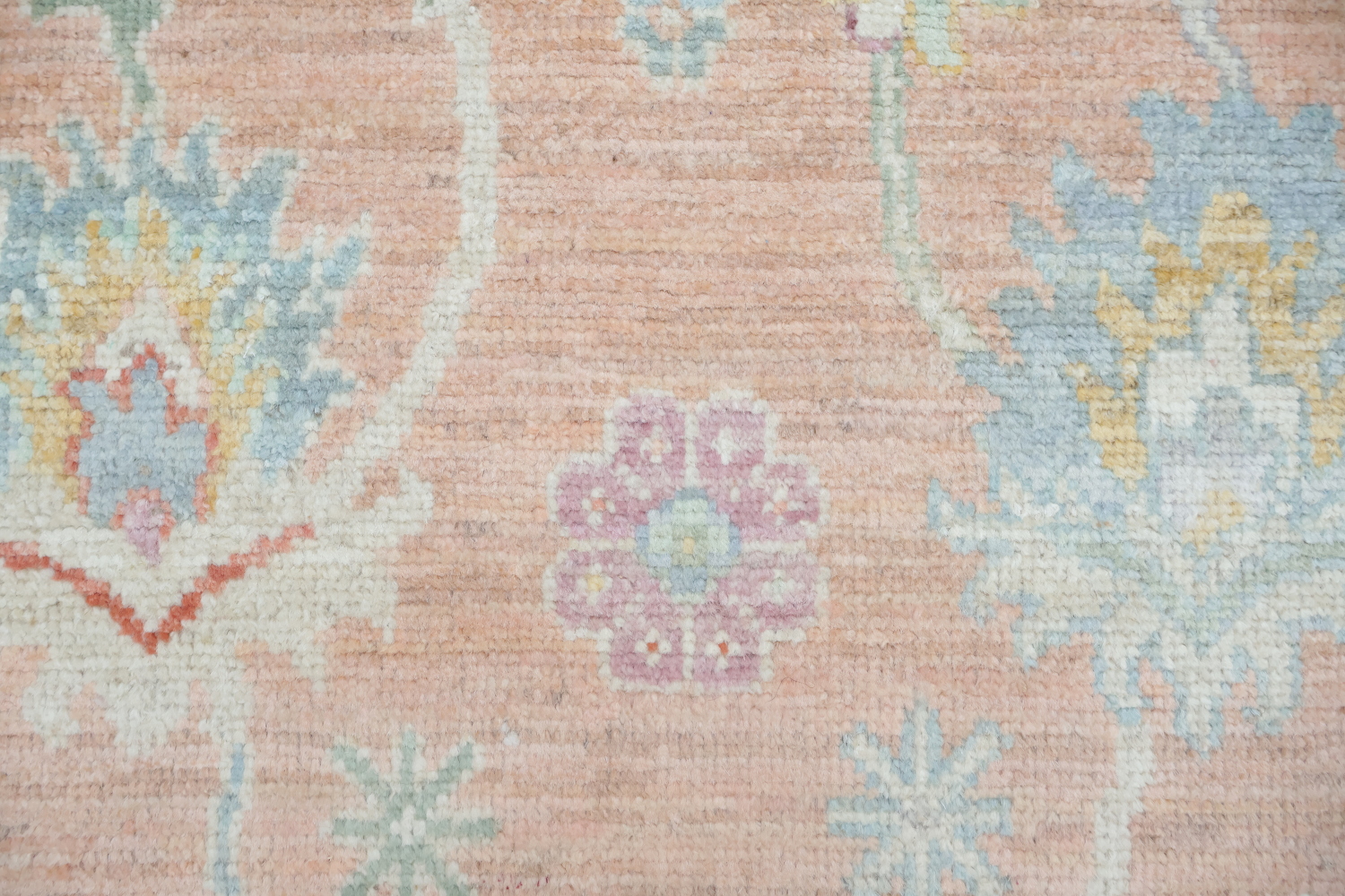 Vegetable Dye All Ove Wool Oushak Turkish Runner Rug 3x12