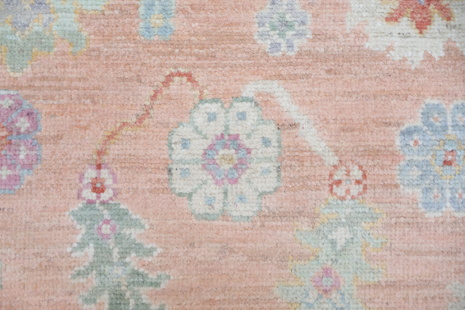 Vegetable Dye All Ove Wool Oushak Turkish Runner Rug 3x12