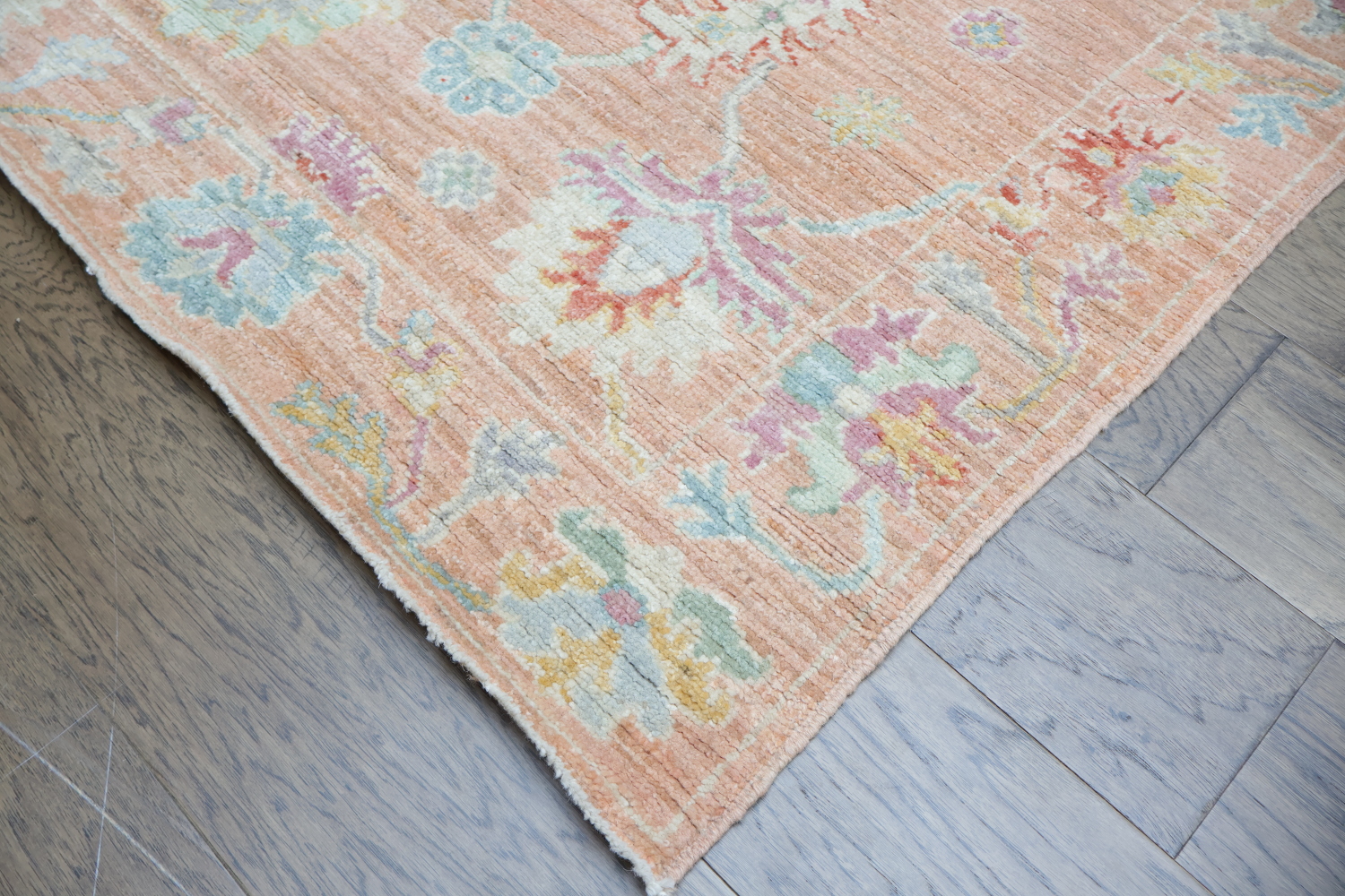 Vegetable Dye All Ove Wool Oushak Turkish Runner Rug 3x12
