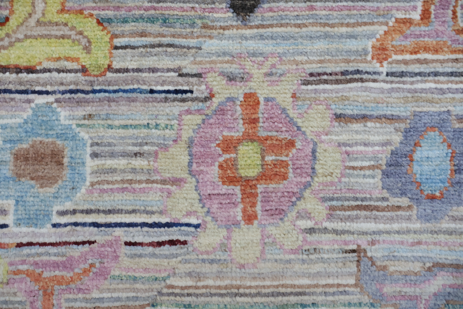 Unique Geometric Wool Oushak Turkish Runner Rug 3x10