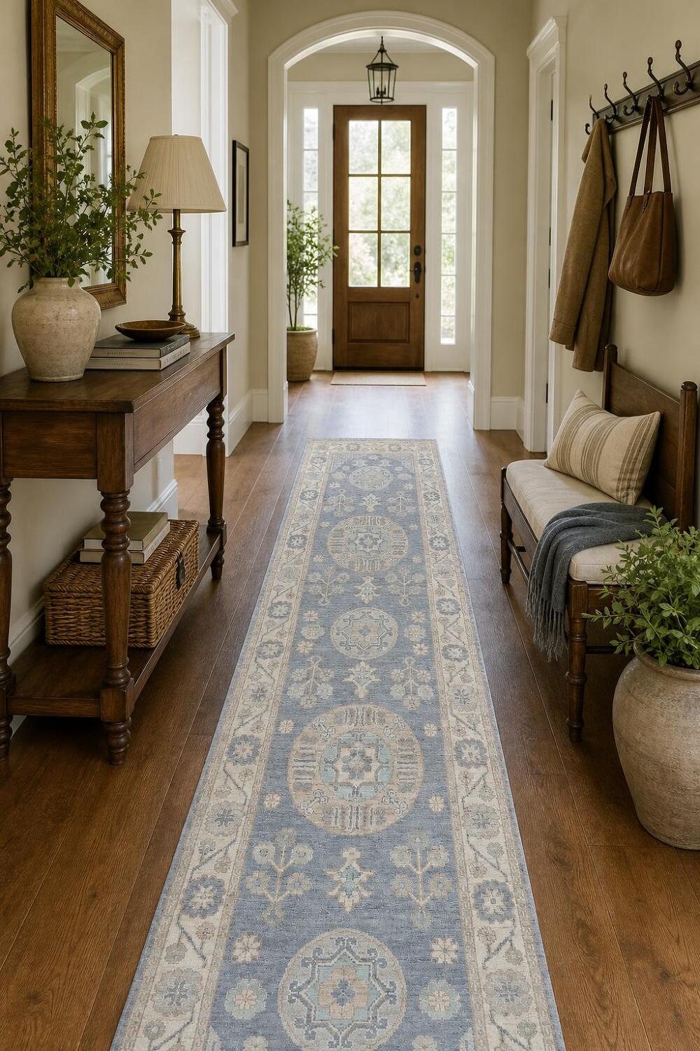 Vegetable Dye Wool Oushak Turkish Runner Rug 3x11
