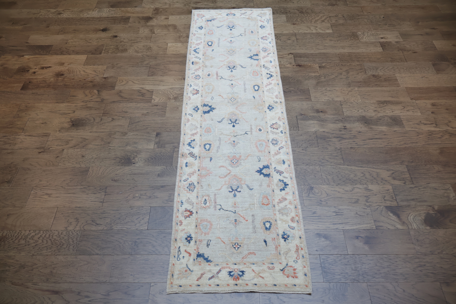 Oushak Turkish Runner Geometric Wool Rug 3x10