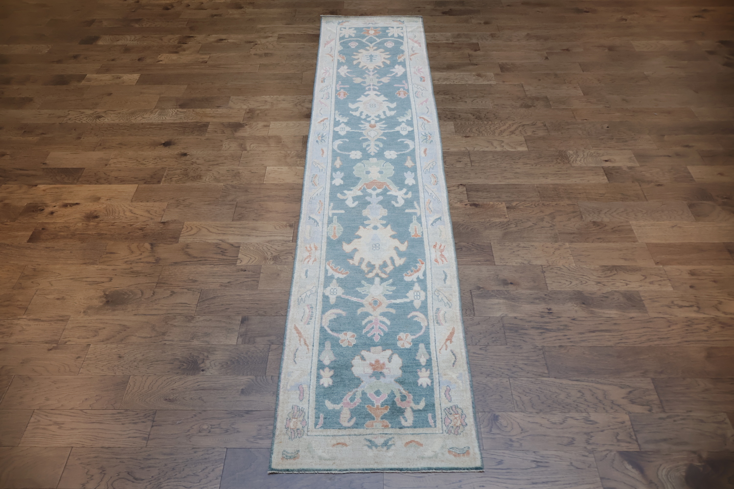 Vegetable Dye Wool Oushak Turkish Runner Rug 3x13