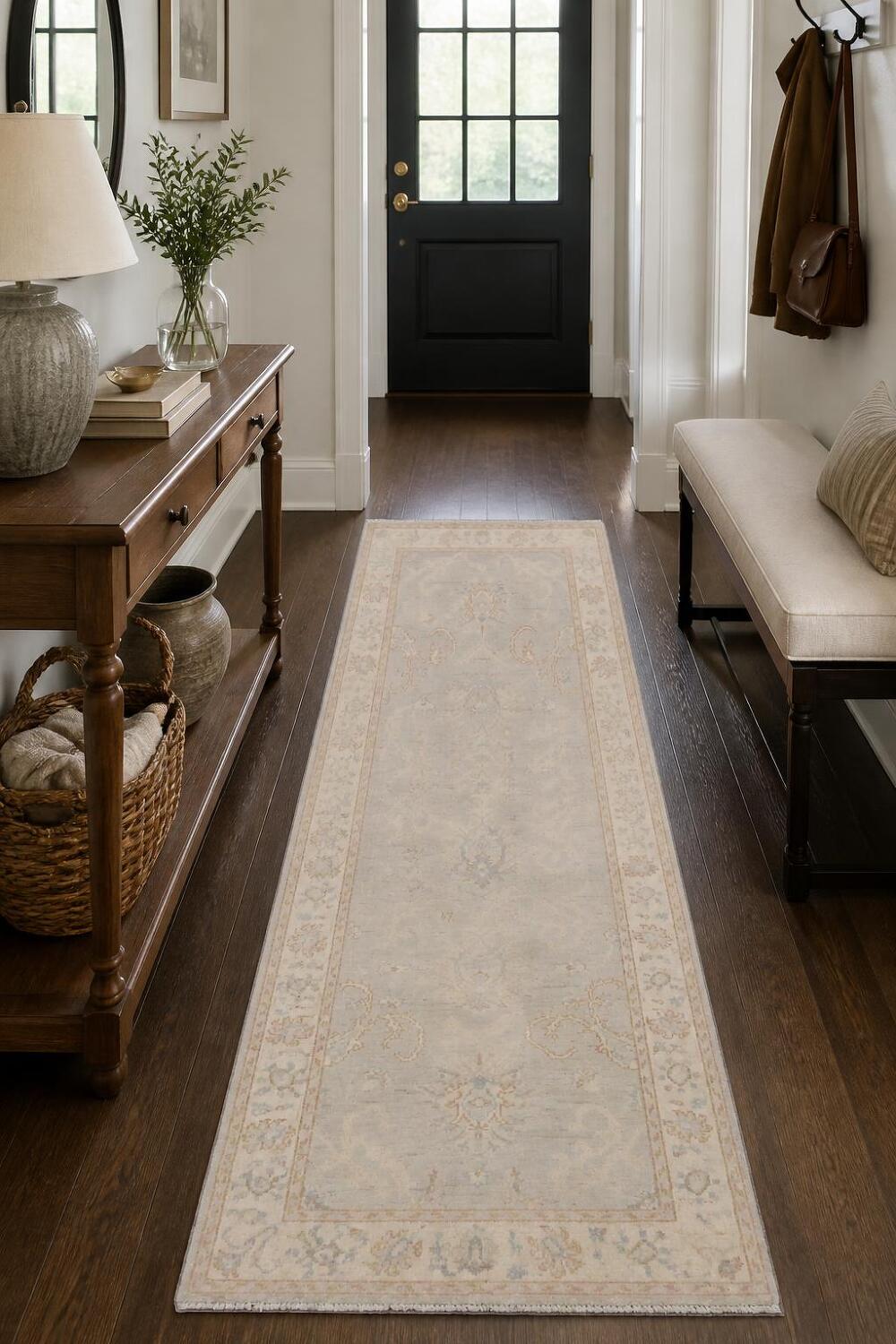 Mute Top Quality Wool Oushak Turkish Runner Rug 3x7