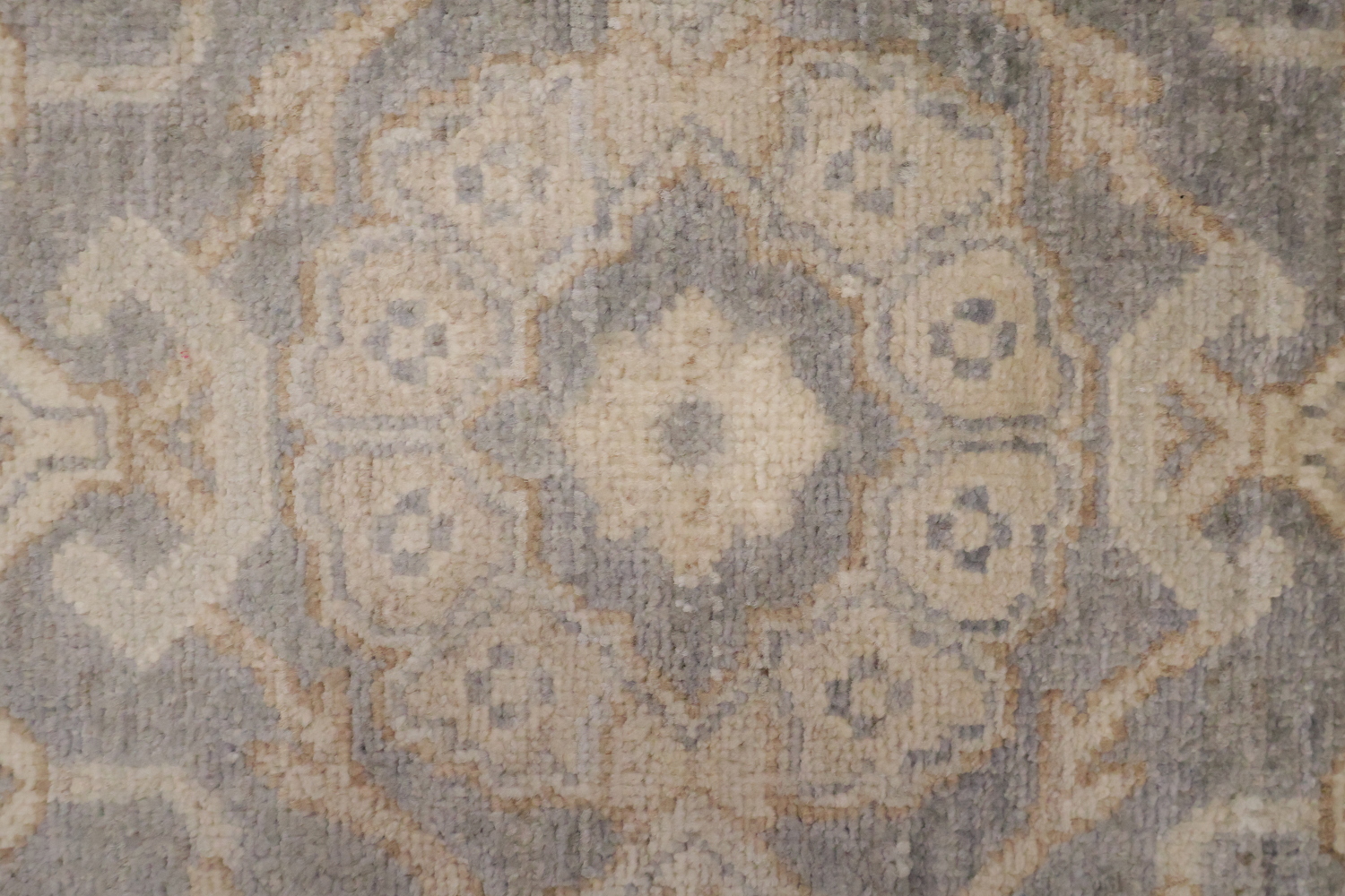 Geometric Wool Vegetables Dye Oushak Turkish Runner Rug 3x8