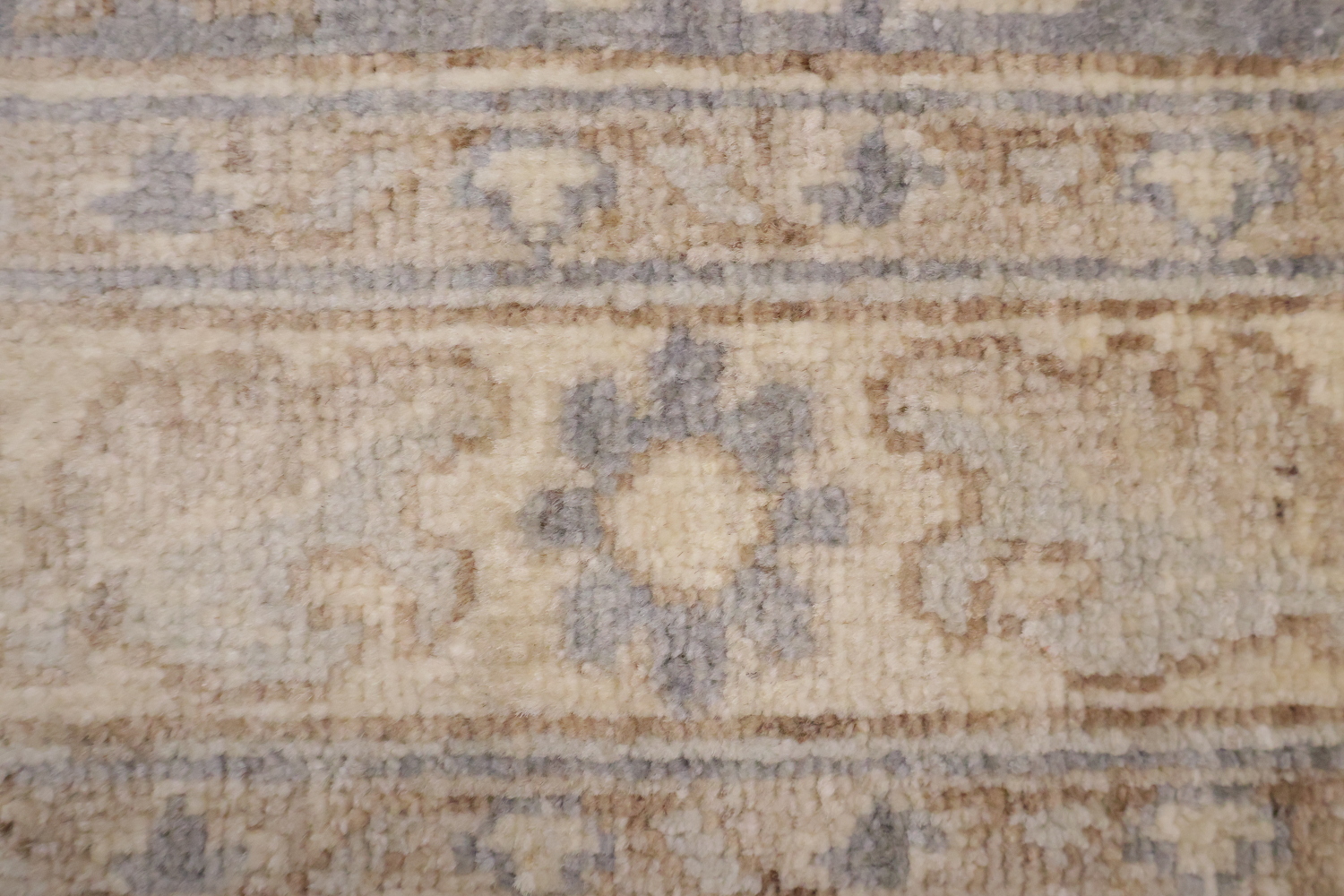 Geometric Wool Vegetables Dye Oushak Turkish Runner Rug 3x8