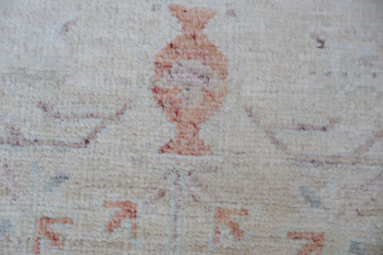 Muted Wool Geometric Oushak Turkish Runner Rug 3x9
