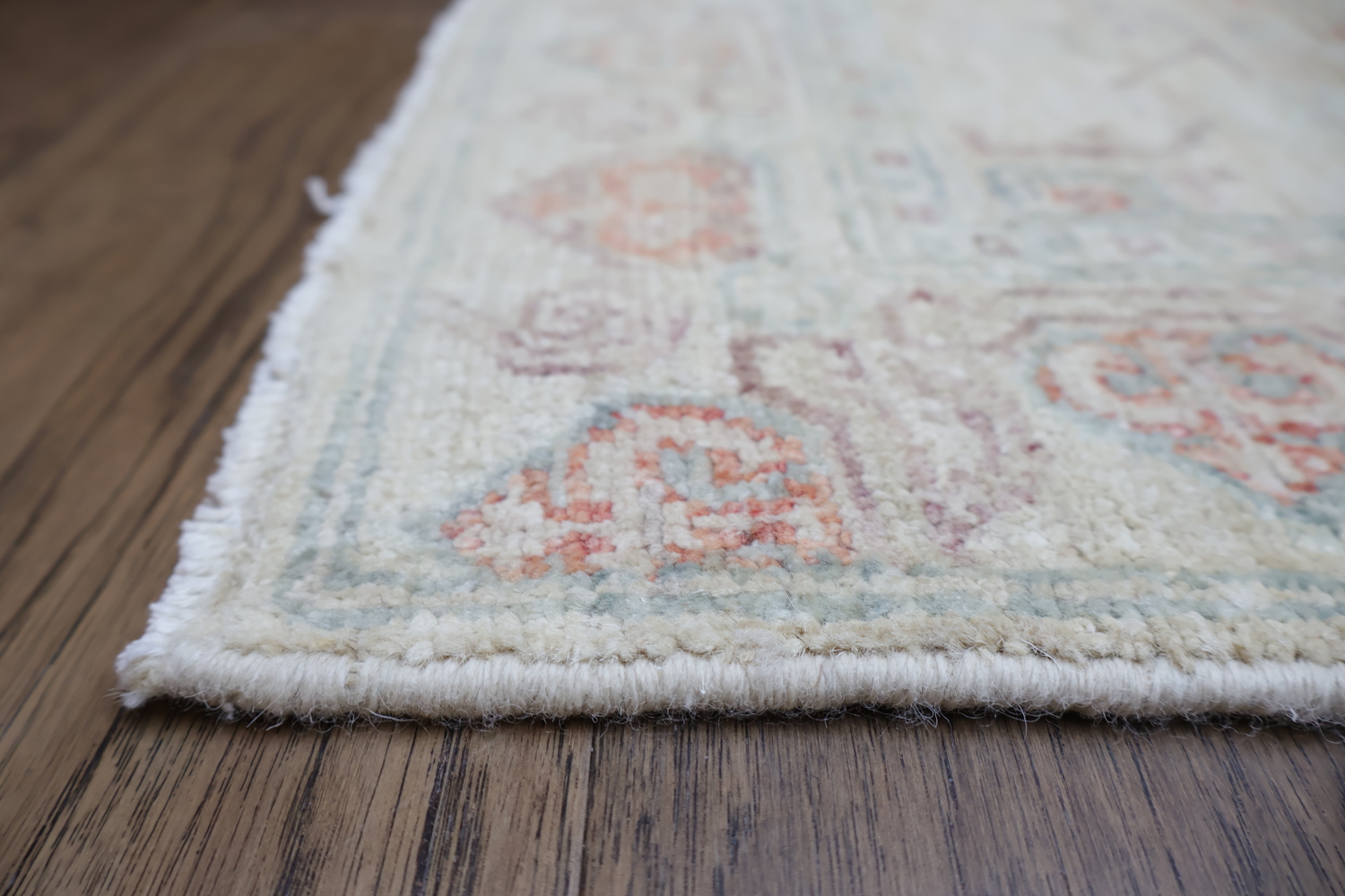 Muted Wool Geometric Oushak Turkish Runner Rug 3x9