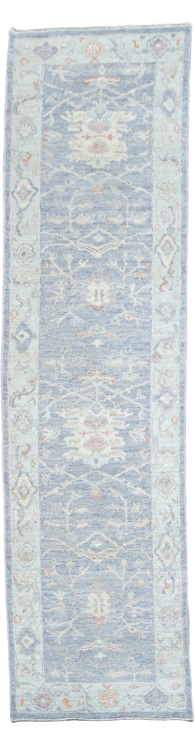 Stunning Wool Oushak Turkish Runner Rug 3x10