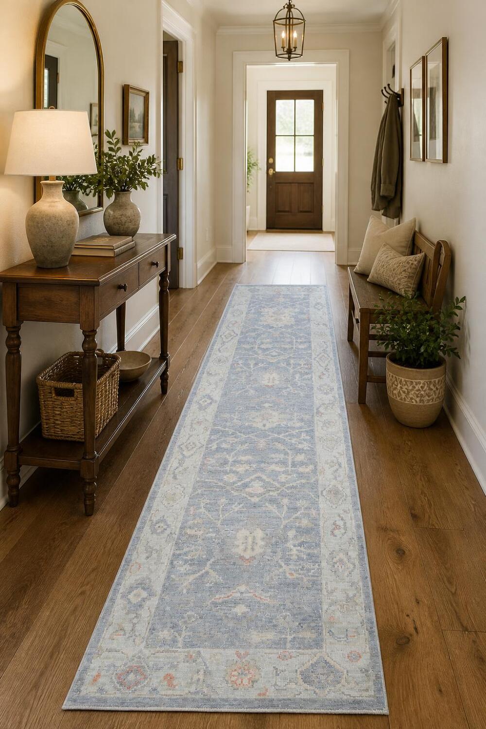 Stunning Wool Oushak Turkish Runner Rug 3x10