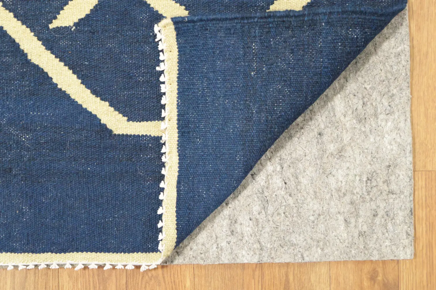Vibrant Geometric Blue Kilim Turkish Rug with Tribal Pattern