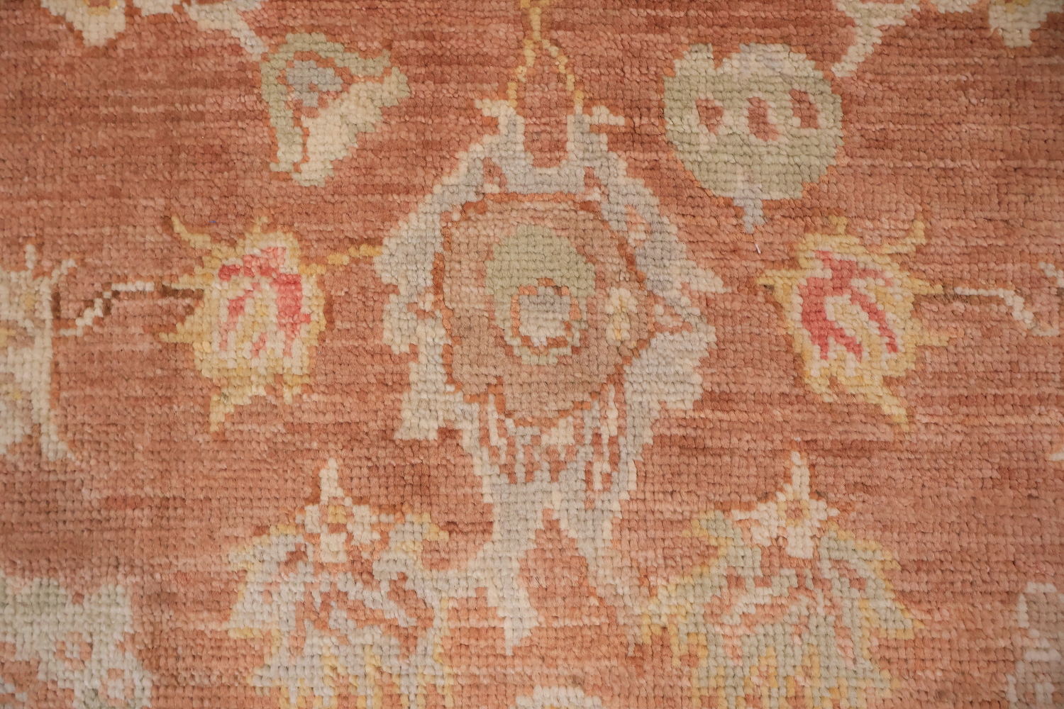 All Over Terracotta Floral Oriental Wool Oushak Turkish Area Rug 6x10