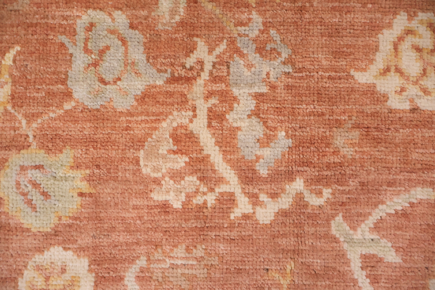 All Over Terracotta Floral Oriental Wool Oushak Turkish Area Rug 6x10