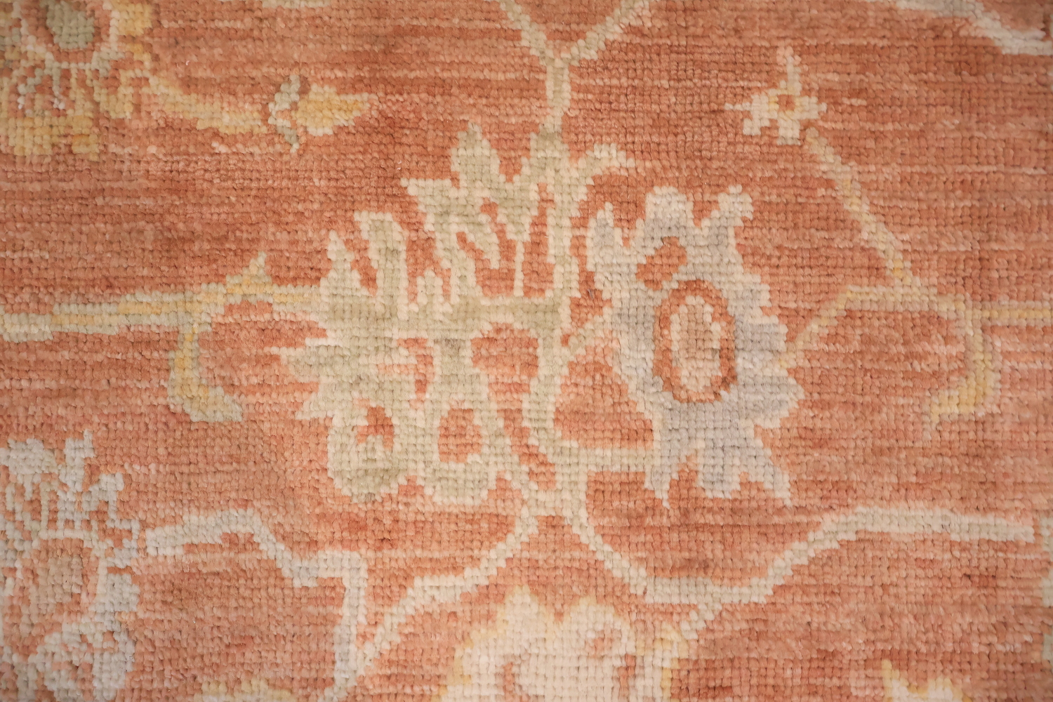 All Over Terracotta Floral Oriental Wool Oushak Turkish Area Rug 6x10