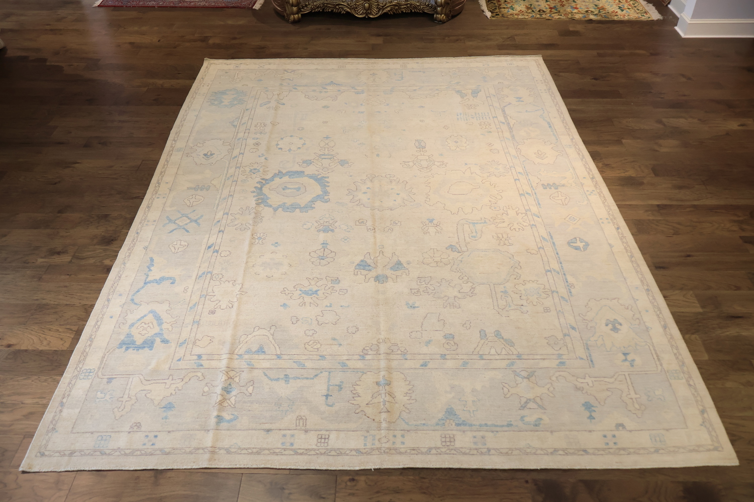 Decorative Muted Oushak Turkish Large Oriental Wool Rug 10x14