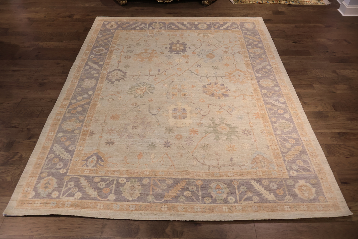 Stunning Muted Grey Oushak Turkish Area Wool Rug 9x12
