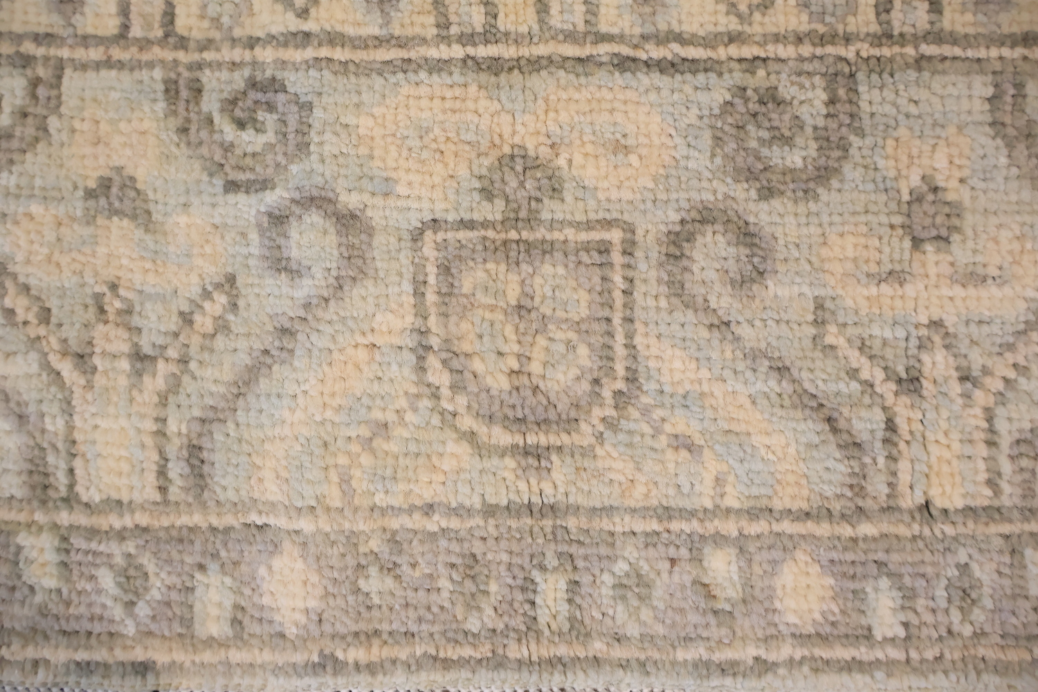 All Over Geometric Muted Grey Oriental Oushak Turkish Wool Rug 5x7