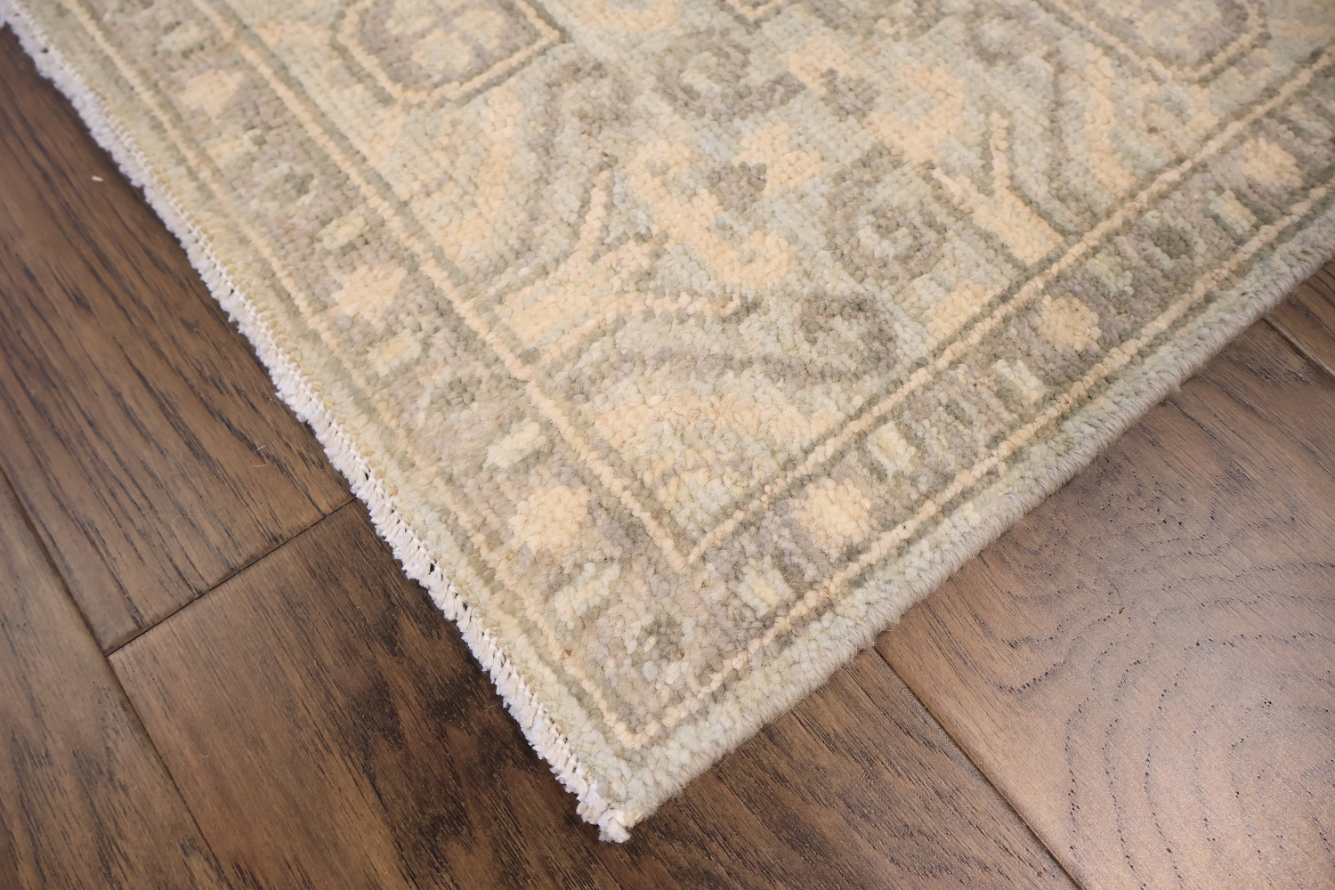 All Over Geometric Muted Grey Oriental Oushak Turkish Wool Rug 5x7