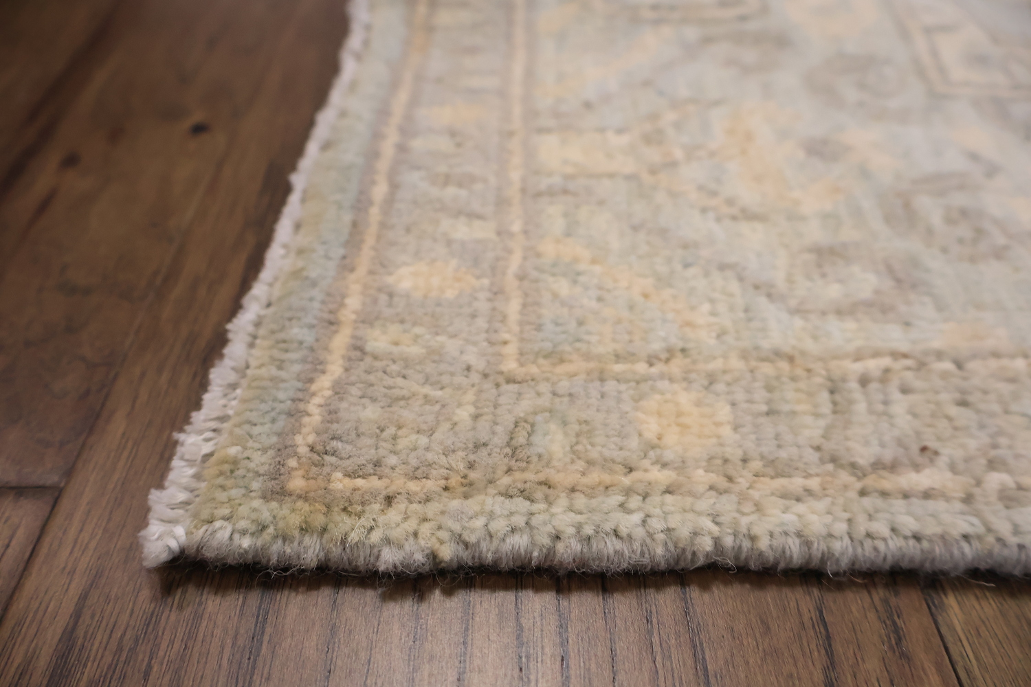All Over Geometric Muted Grey Oriental Oushak Turkish Wool Rug 5x7