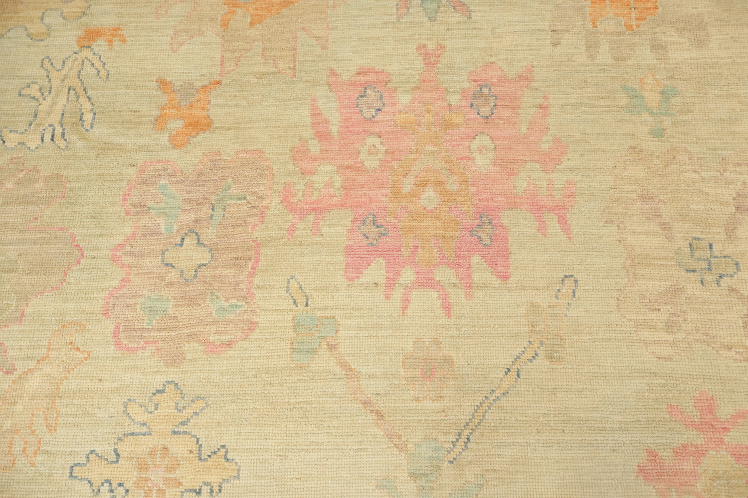 Vegetable Dye Muted Green Wool Oushak Turkish Large Rug 10x14