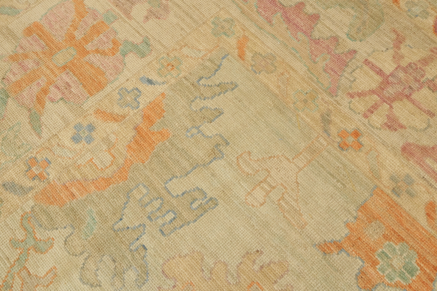 Vegetable Dye Muted Green Wool Oushak Turkish Large Rug 10x14