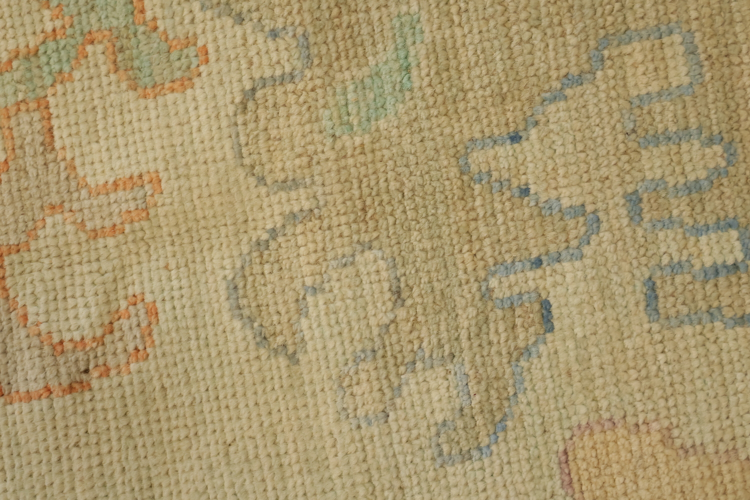 Vegetable Dye Muted Green Wool Oushak Turkish Large Rug 10x14