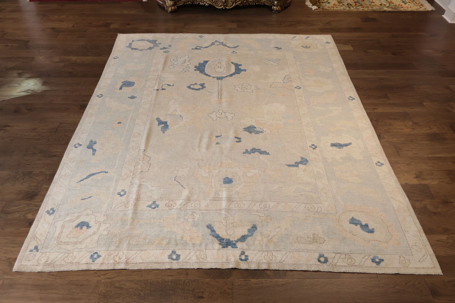 Decorative Muted Wool Oushak Turkish Area Rug 9x12