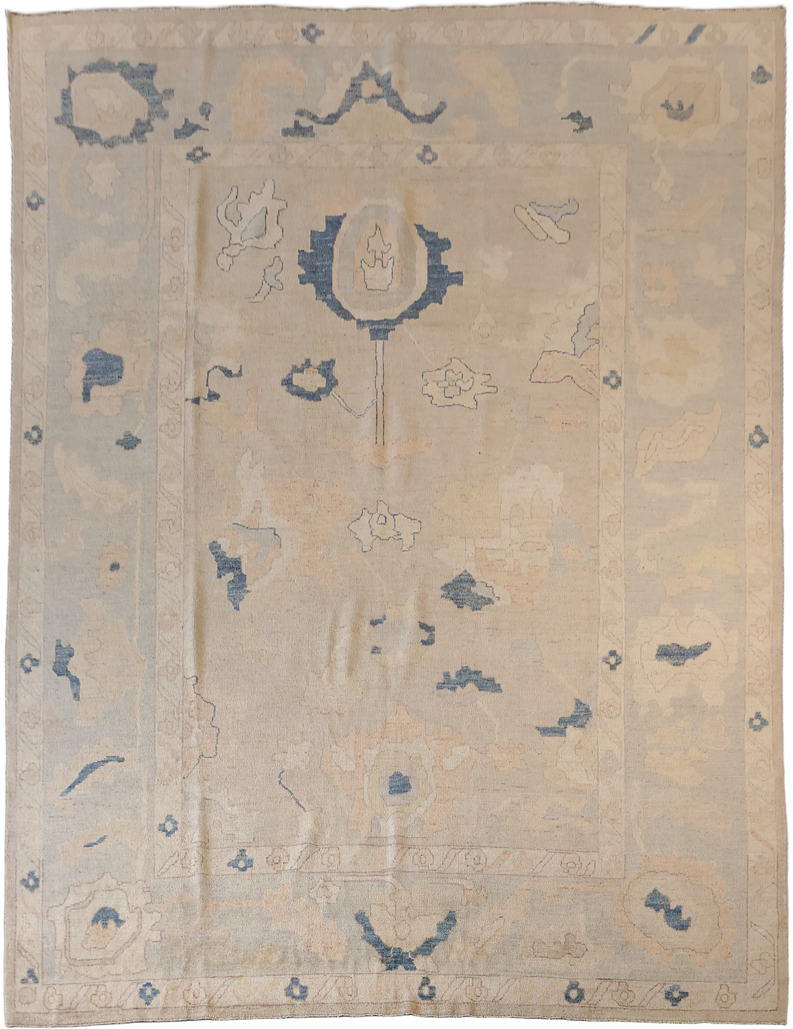 Decorative Muted Wool Oushak Turkish Area Rug 9x12