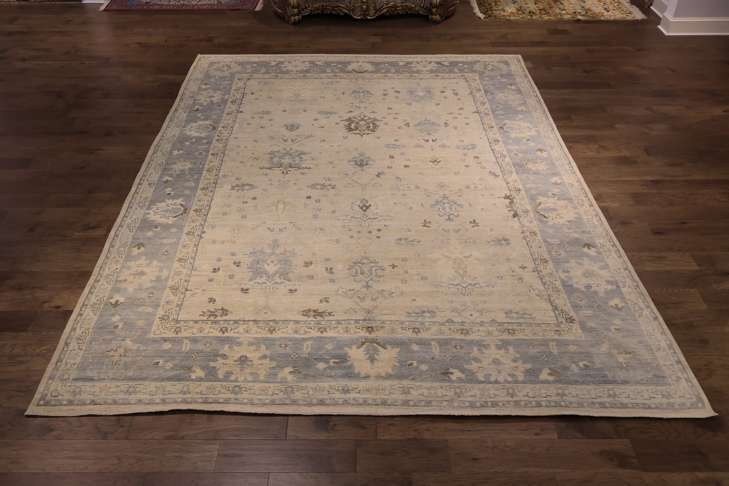 Vegetable Dye All Over Oriental Oushak Turkish Large Wool Rug 10x14