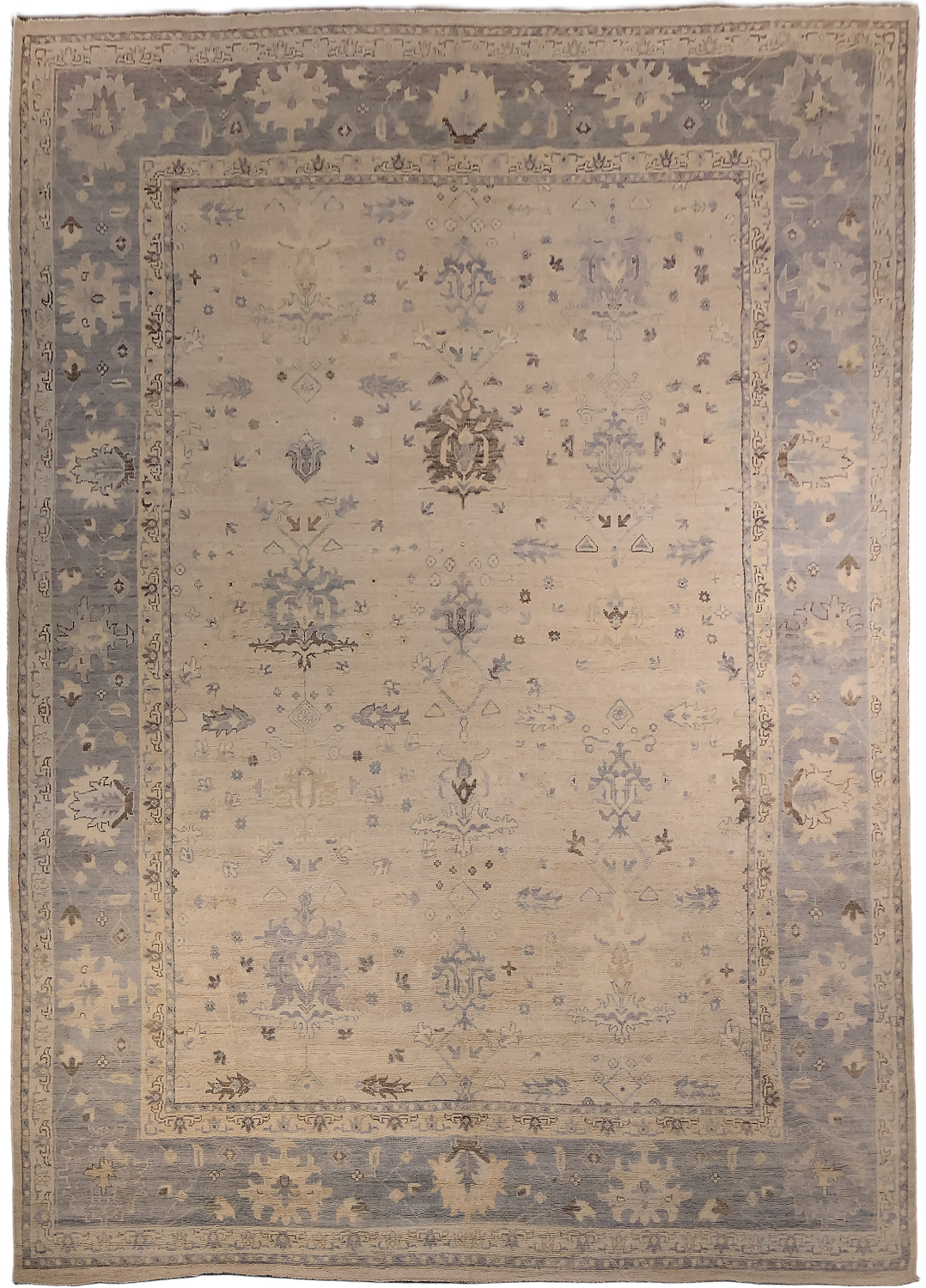 Vegetable Dye All Over Oriental Oushak Turkish Large Wool Rug 10x14