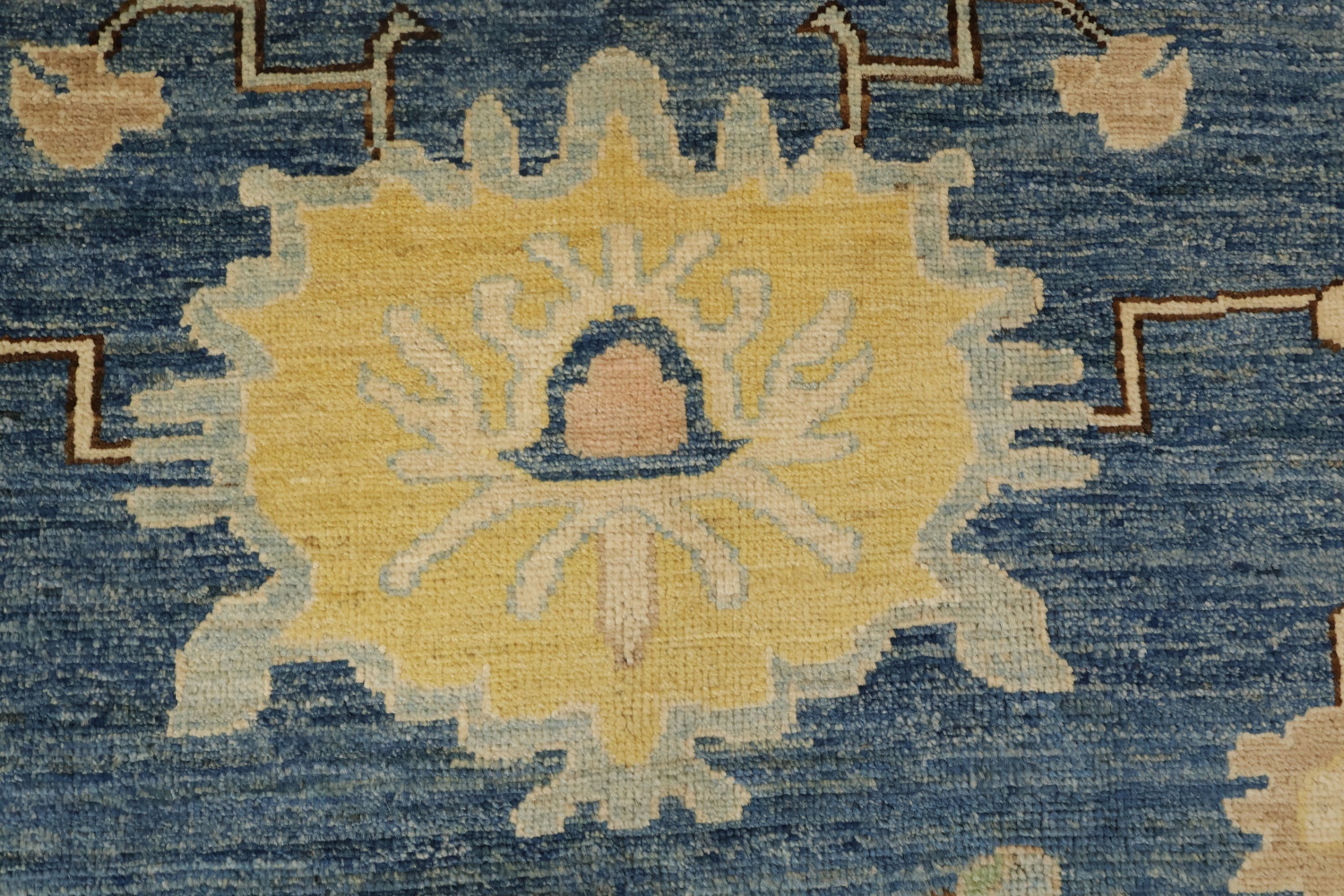 All Over Floral Blue Oushak Turkish Large Wool Rug 10x14