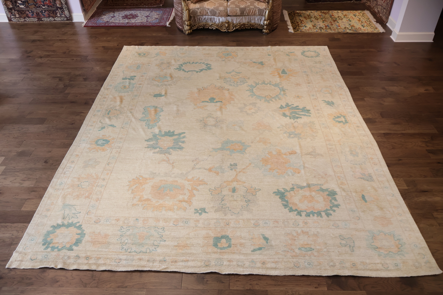 Palace Size Vegetable Dye Wool Oushak Turkish Large Rug 12x15