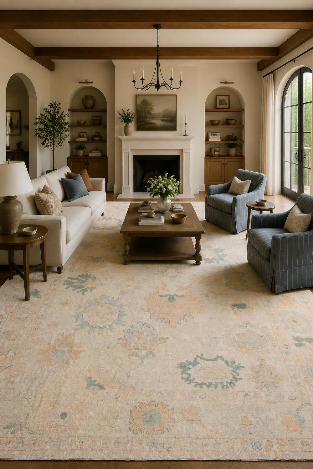 Palace Size Vegetable Dye Wool Oushak Turkish Large Rug 12x15